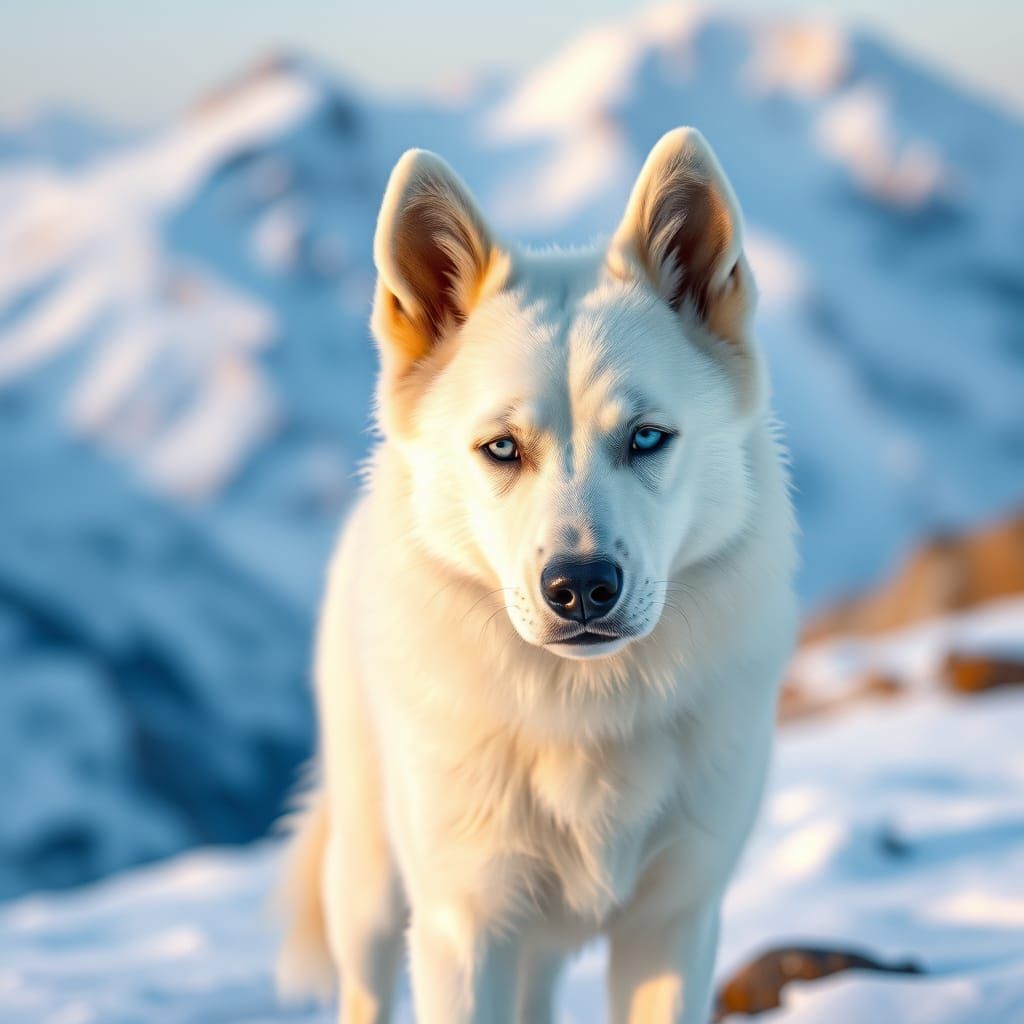 Angel Dog in a Winter Wonderland Scene