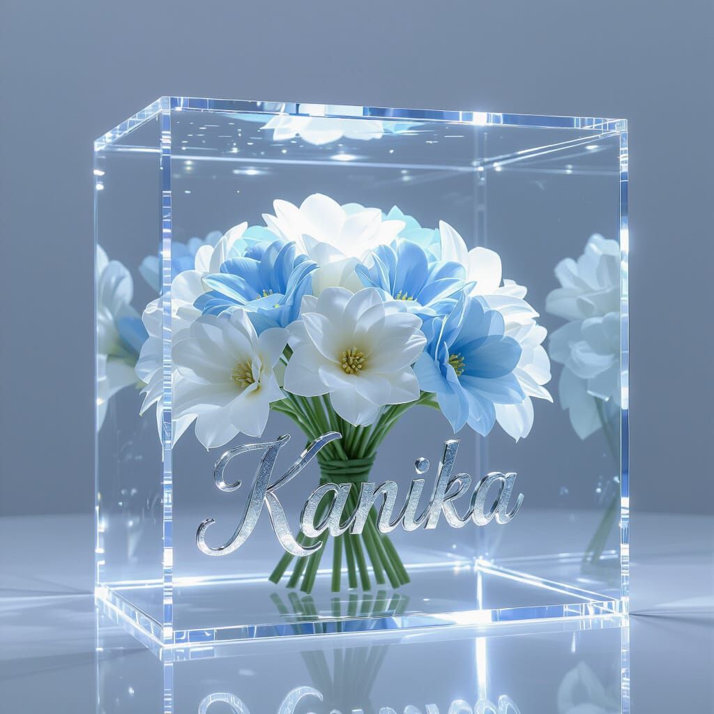 Futuristic Luxury Box with Luminous Flowers and Name