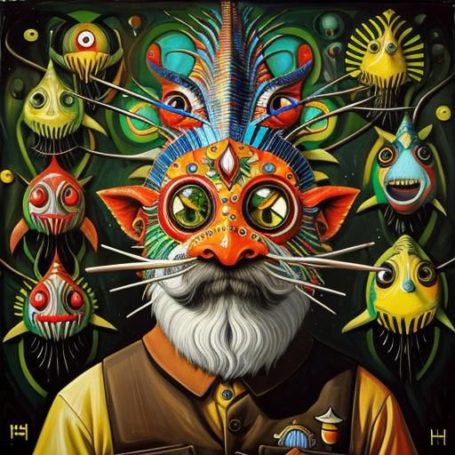 Angler Fish Oil Painting in Pop Surrealism Style