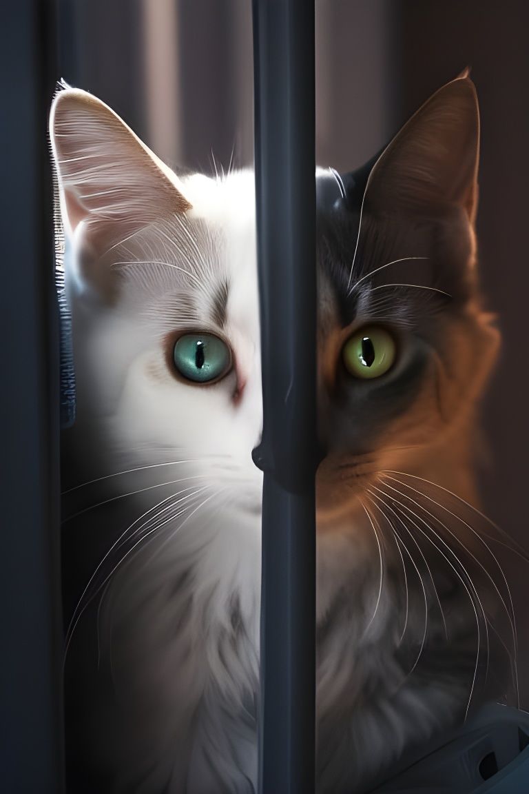 Fluffy Kitten Sneaking: Detailed Matte Painting