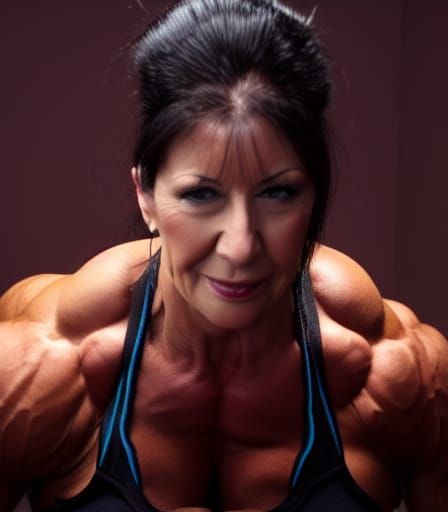 Extremely Muscular Female Bodybuilder with Ripped Physique