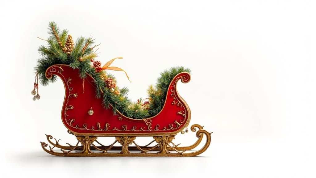 Festive Sleigh with Garlands and Gold Accents