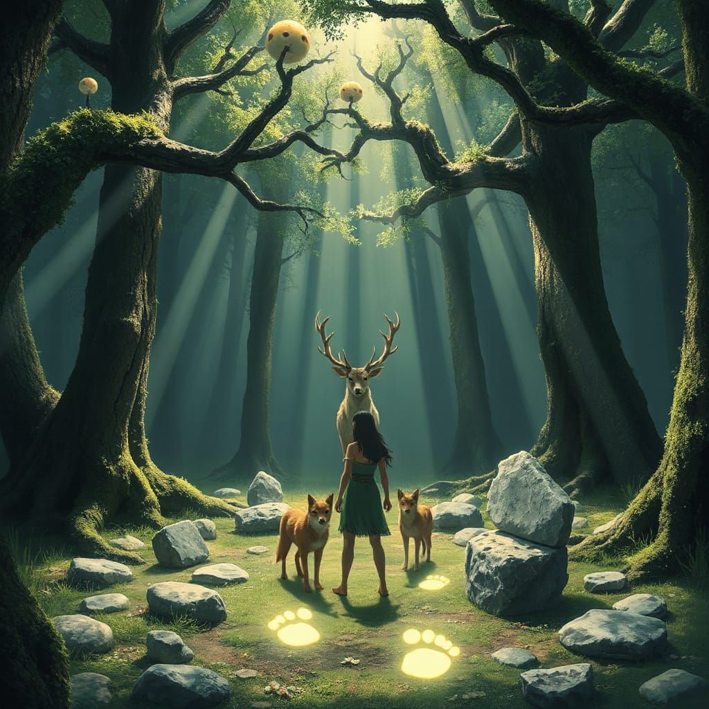 Princess Mononoke's Sacred Encounter in the Enchanted Forest
