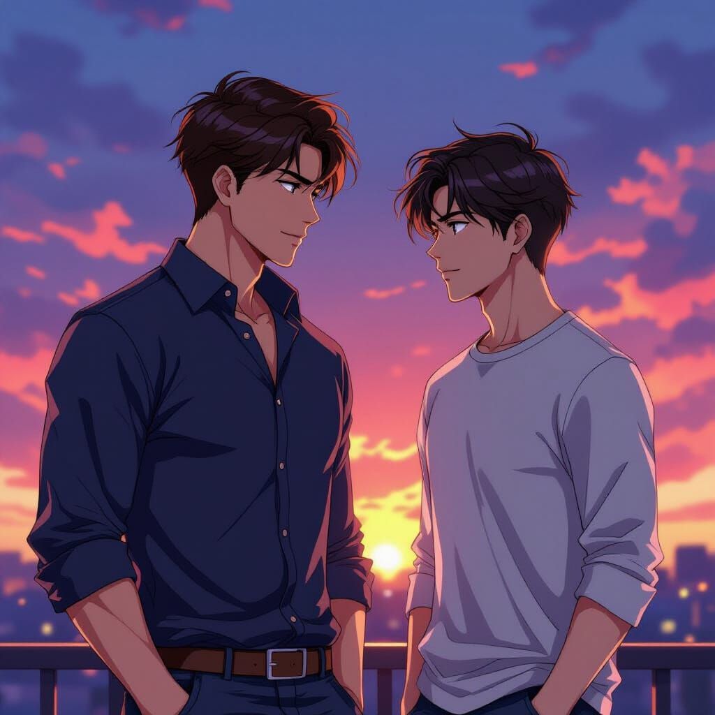 Dynamic Anime Duo with Sharp Features