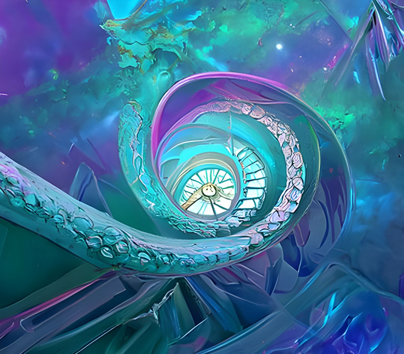 Icy Staircase to Portal: A Sci-Fi Fantasy