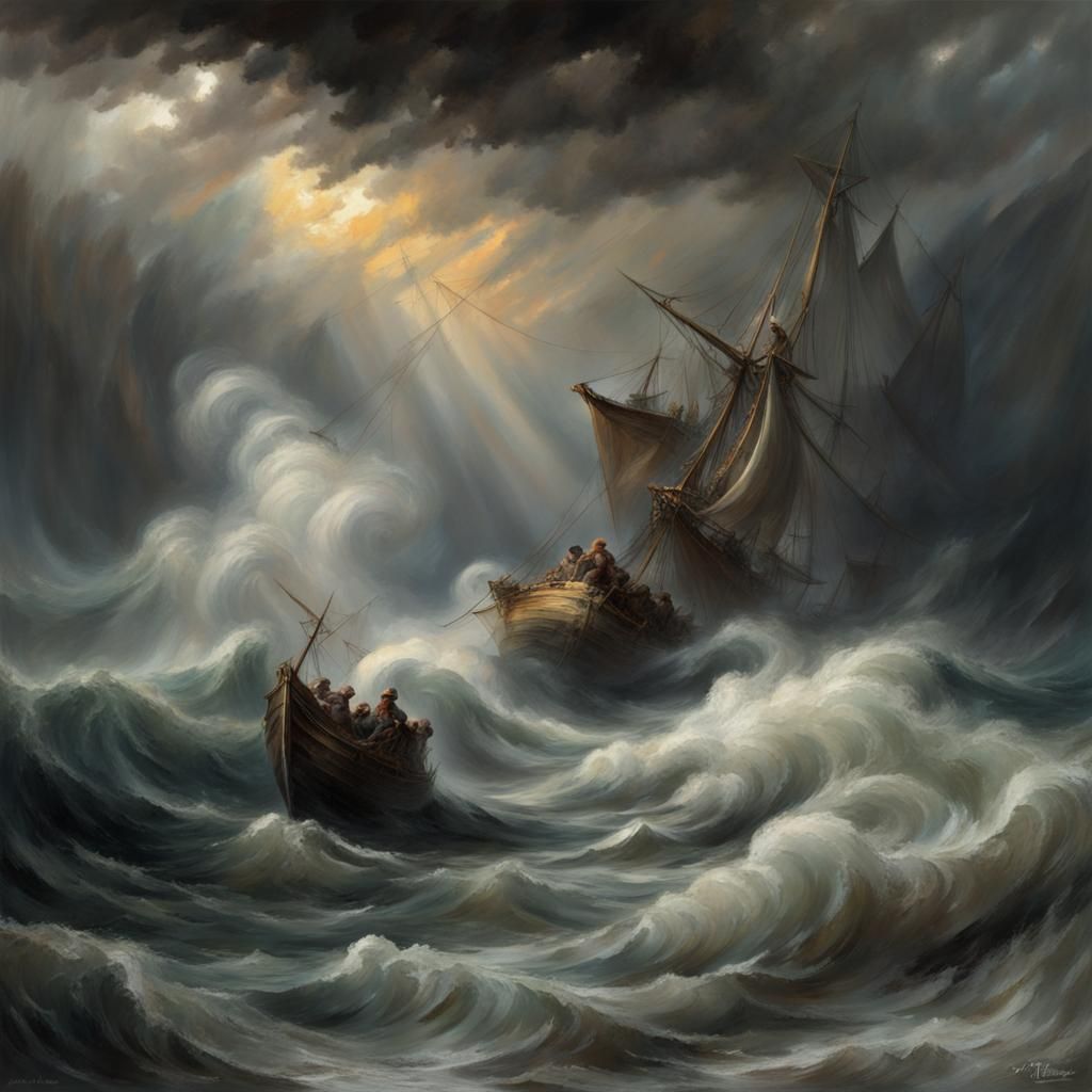 A storm in the middle of the sea