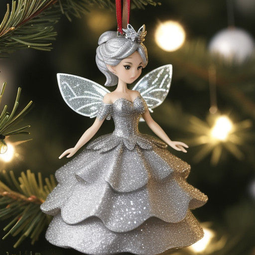 Whimsical Christmas Fairy with Silver Tinsel