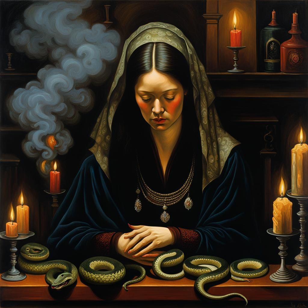 Renaissance Medusa Weeping at Smoky Bar