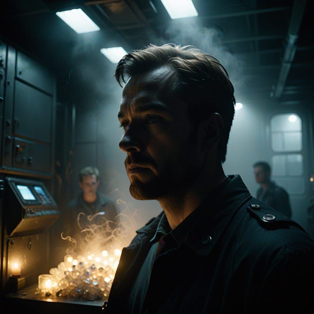 Captain in Transporter Room, Receiving Ancient Crystals in a...