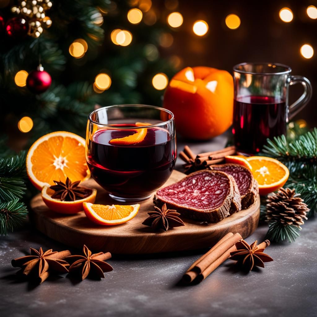 Festive Mulled Wine in Christmas Setting