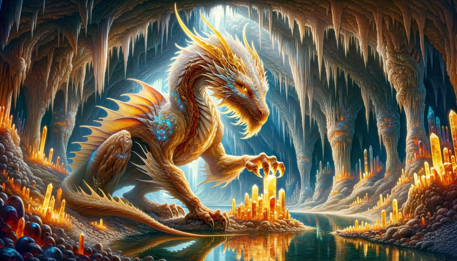 Adult Topaz Dragon in Coastal Crystal Cave