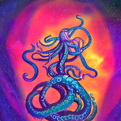 Cosmic Kraken in Holographic Astral Illustration