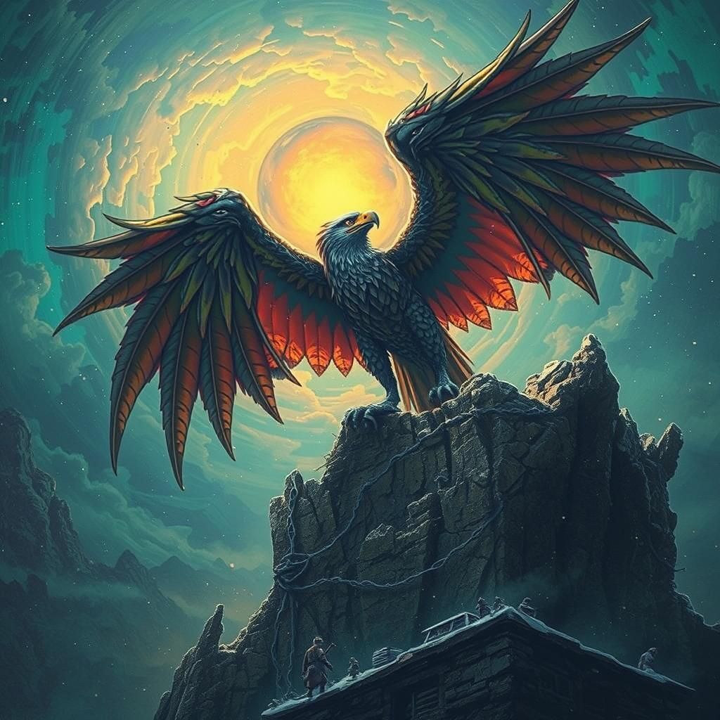Eagle Dragon Hybrid in Ethereal Landscape