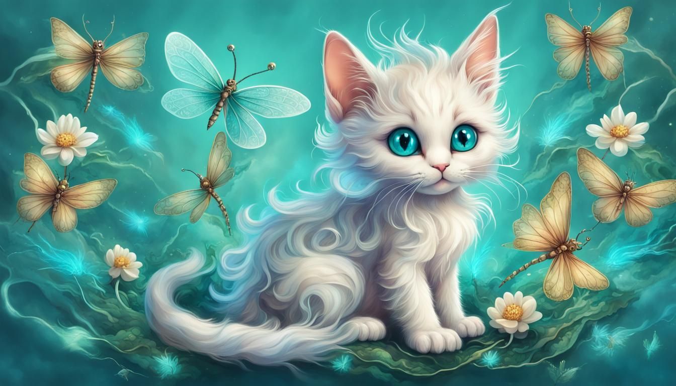 Bébé chat aux ailes