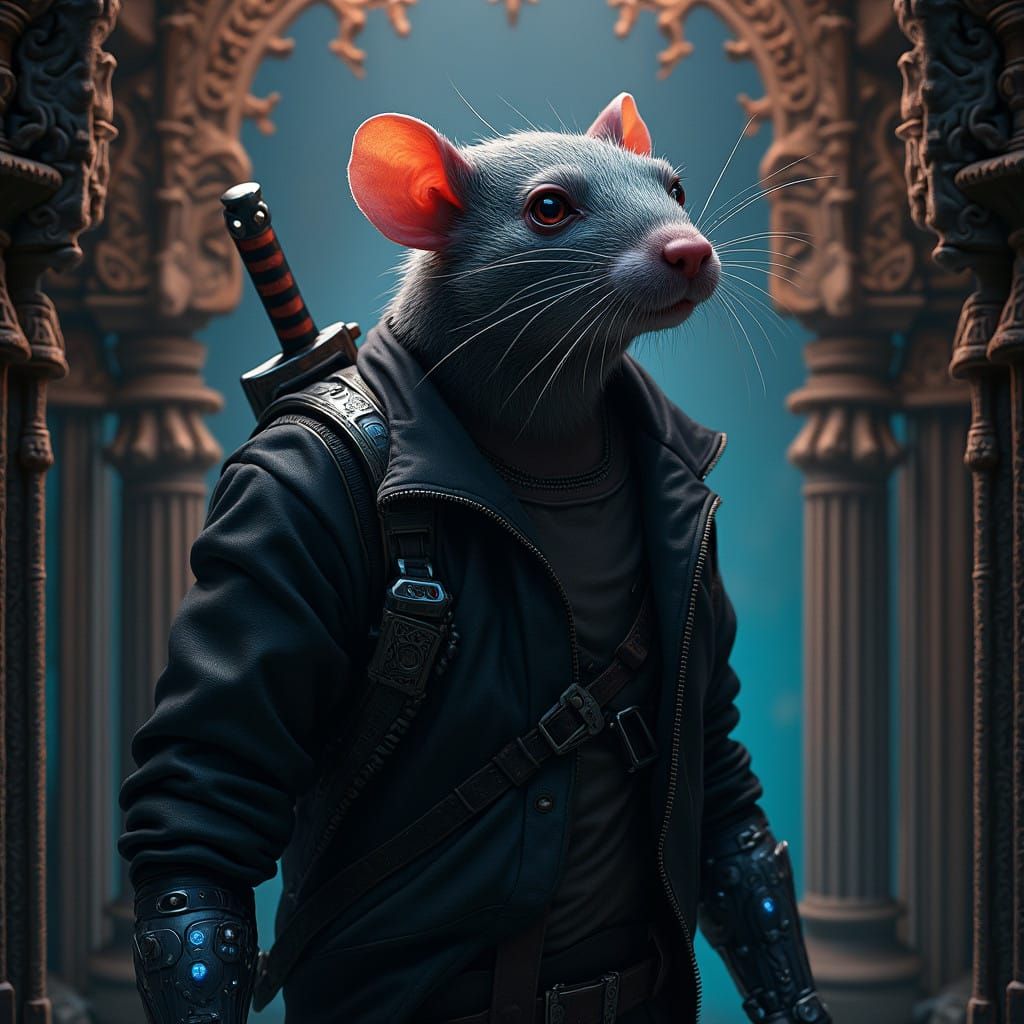 Cybernetic Rat in Gothic Cage