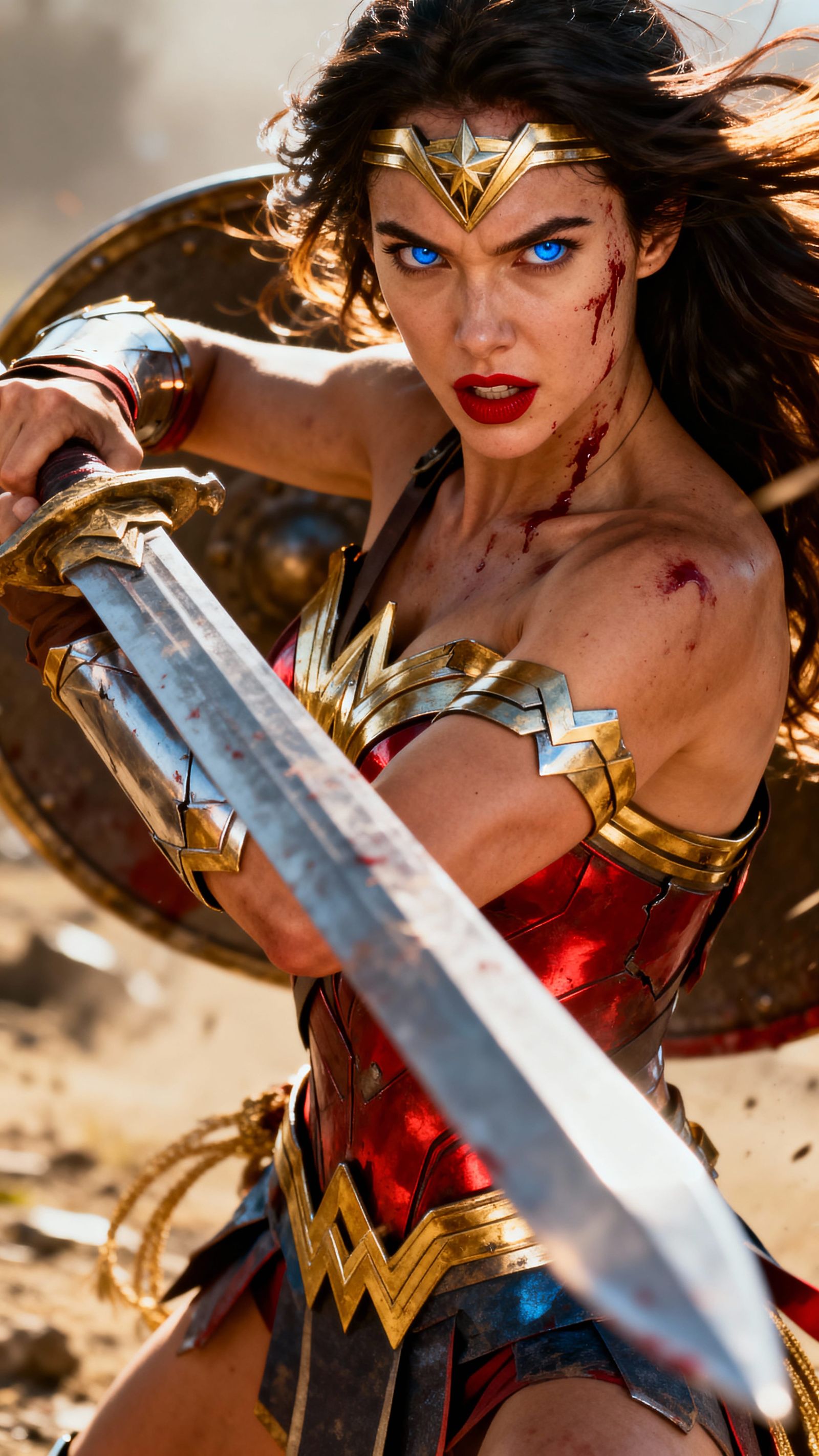 Cinematic Warrior Woman in Hyper Realistic Battle Focus