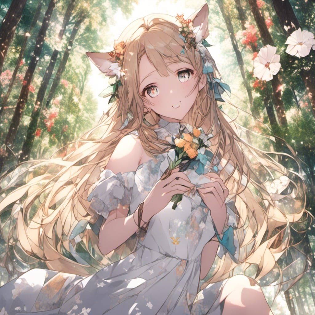 Dandelion Fairy Flight Over Garden Flowers