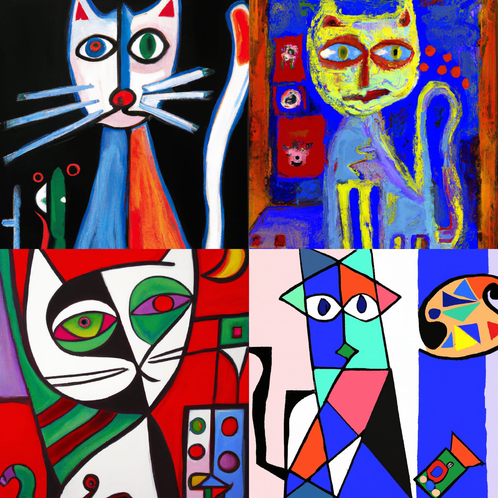 Abstract Cat in Picasso Style