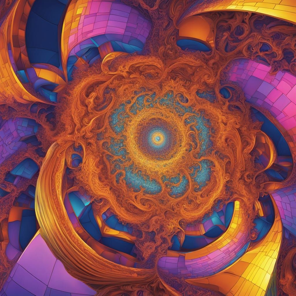 Abstract Op-Art in Fluorescent Neon Colors