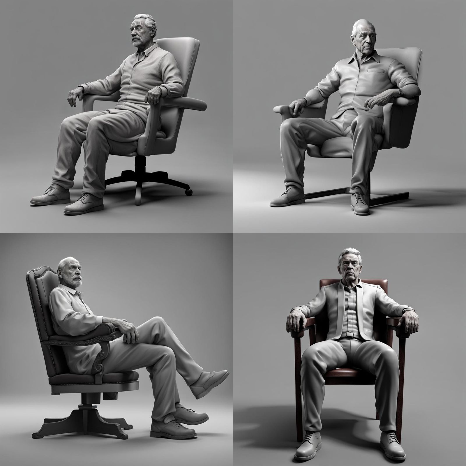 Man Sitting in Chair: ZBrush 3D Render