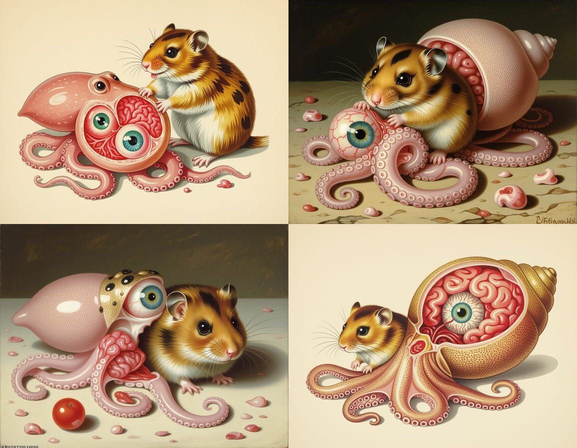 Disturbing Surreal Creature with Internal Organs