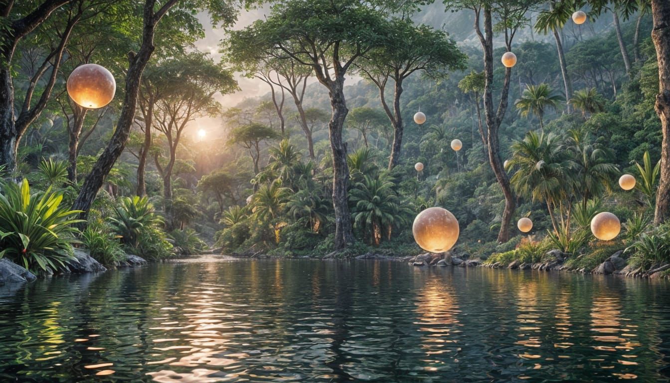 Glowing Orbs Over Diverse Landscapes