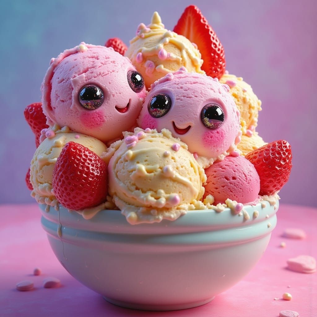 Anthropomorphic Ice Cream Scoops Begging to Be Eaten