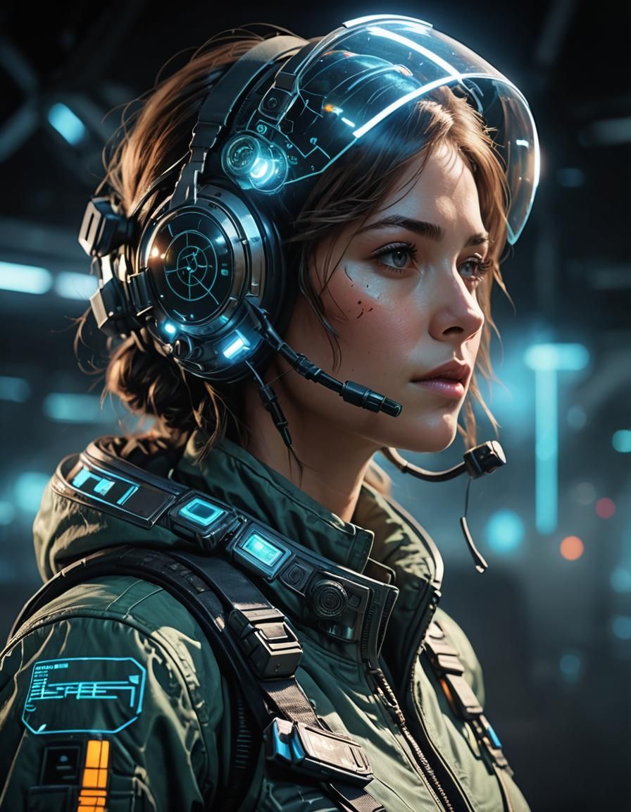 Sci-Fi Hologram of Rogue Pilot in 3D Light