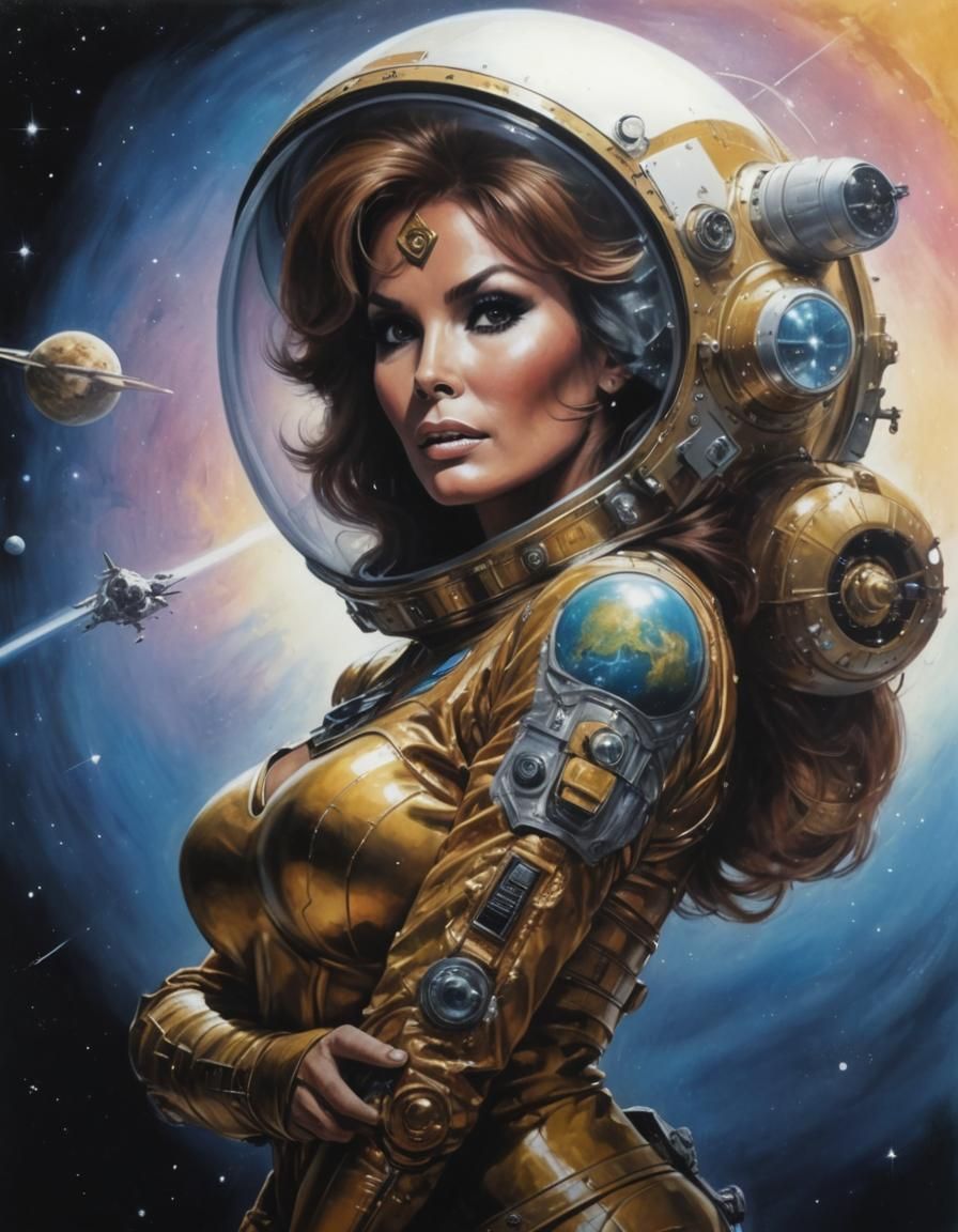 Retro Science Fiction Queen of Outer Space in Airbrush Art