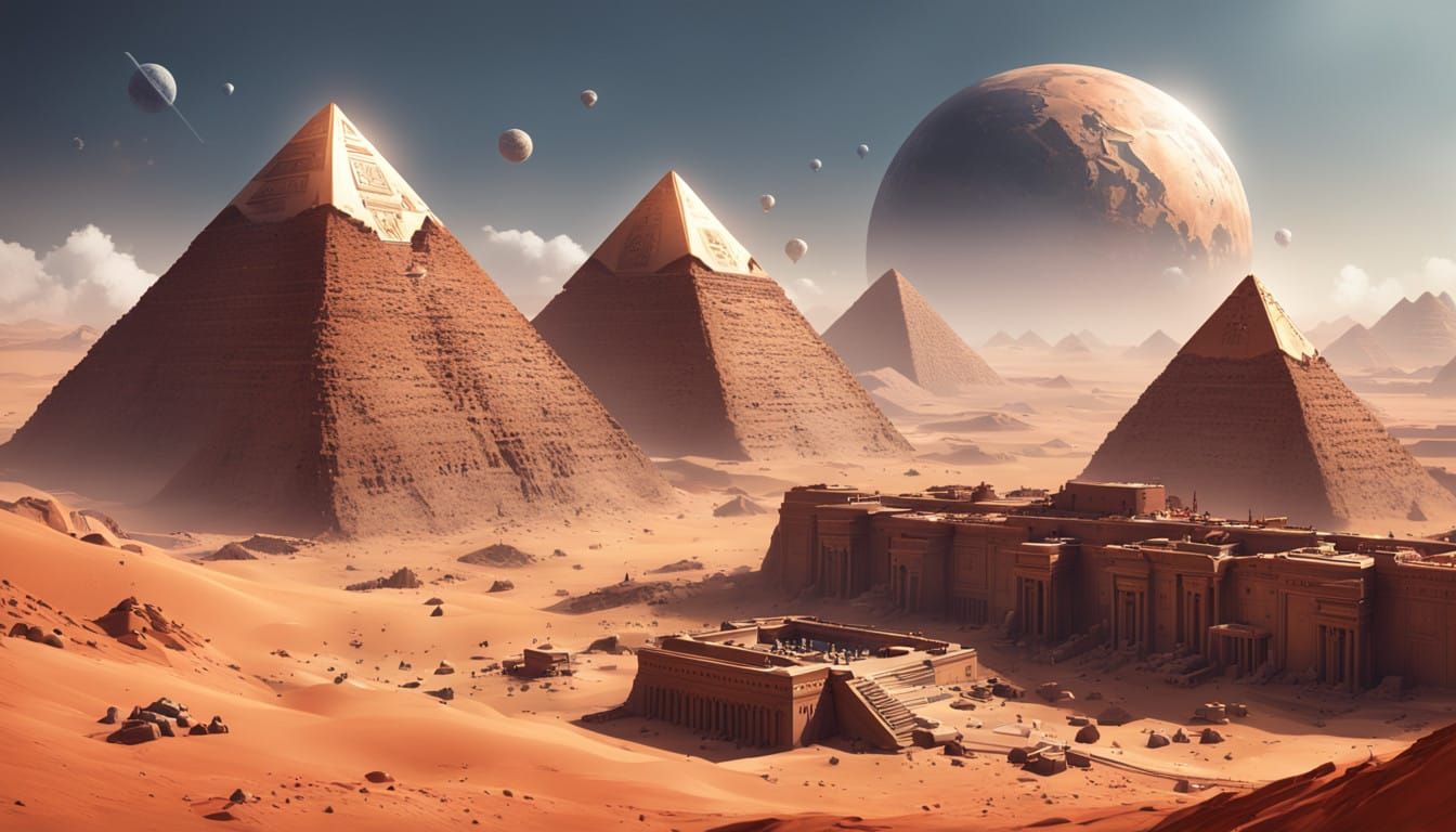 Ancient Martian Metropolis in Vibrant Triadic Colors