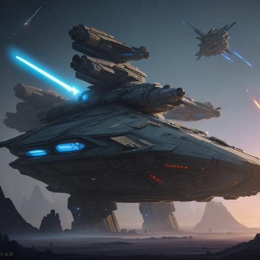 Futuristic Star Wars Space Battle in Digital Art