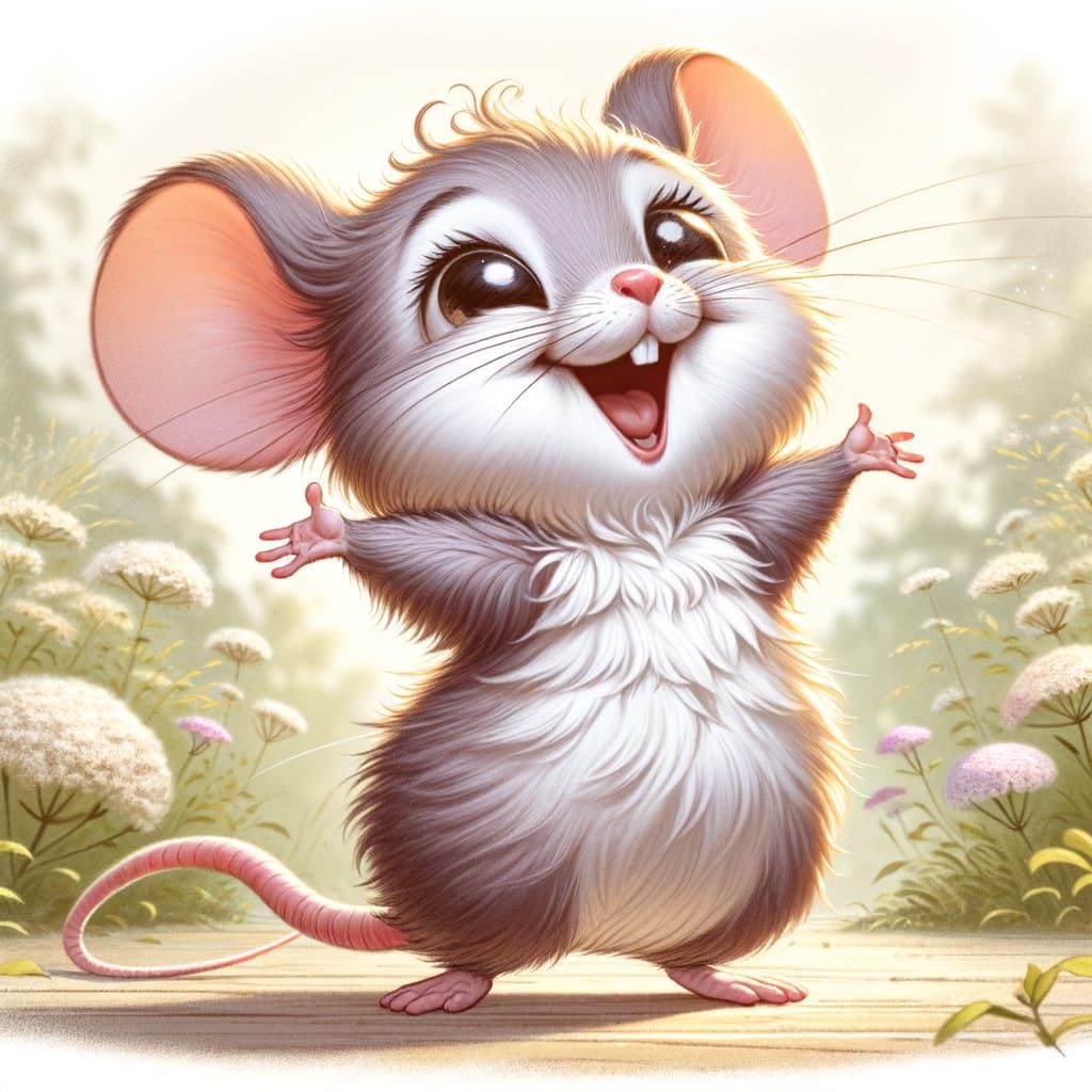 Whimsical Mouse in Vintage Children's Book Style
