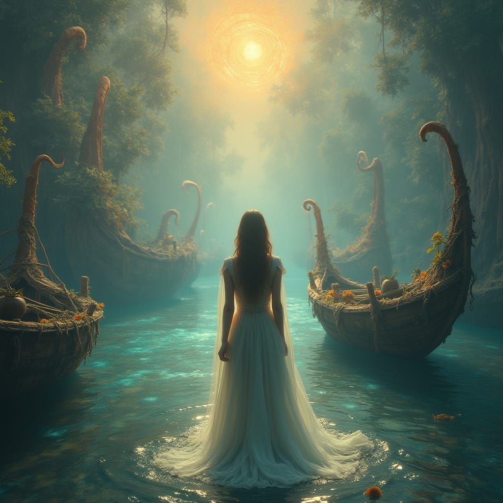 Mystical Dream Harbor Scene in Surreal Style