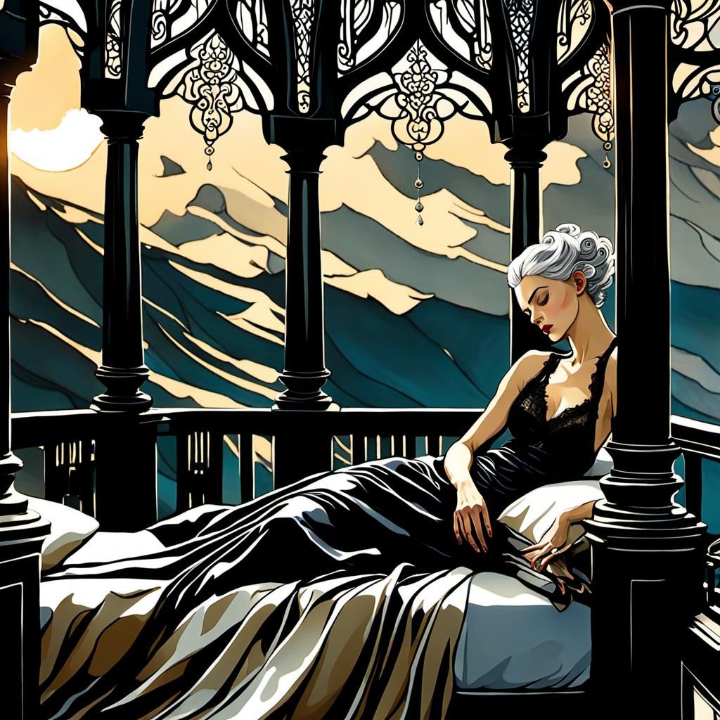 Pixie Woman Asleep, Intricate Digital Art