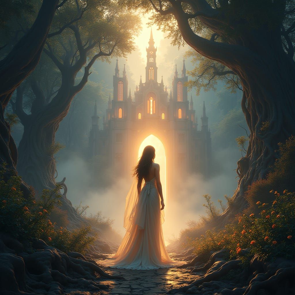 Mystical Goddess Amidst Fantastical Realm in Unreal Engine 5...