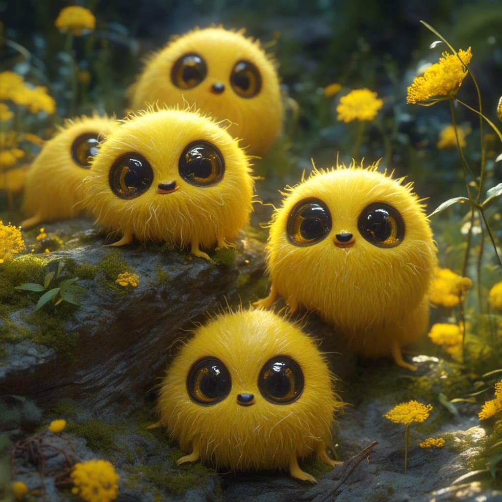 Cute Yellow Creature in Nouveau Style