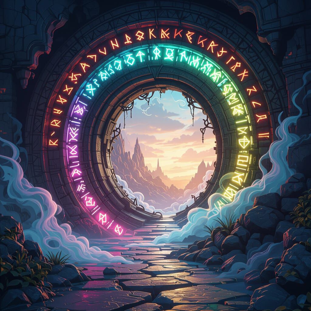 Fantasy Portal Matte Painting with Ethereal Mists