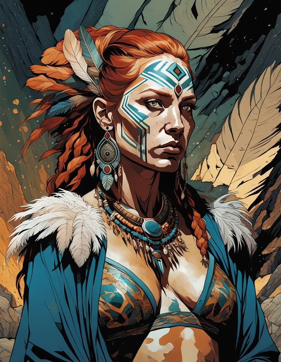 Ginger haired girl with tribal tattoo