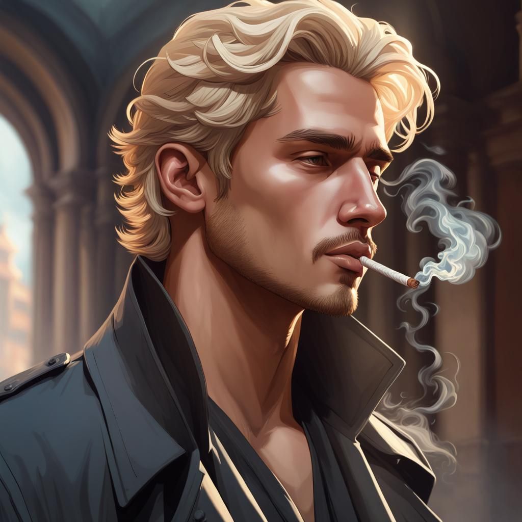 Hispanic Man in Trench Coat: Digital Art Portrait