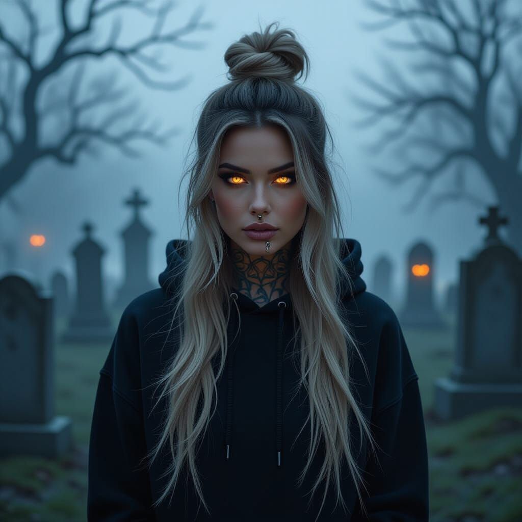 Haunting Graveyard Queen in Dark Fantasy Realism