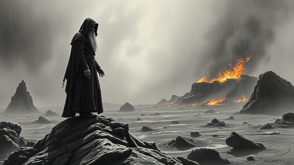 Post-Apocalyptic Preacher in Dark Surrealist Style