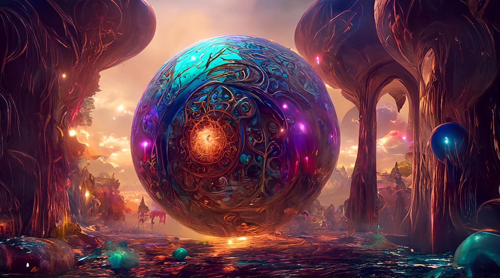 Abstract Elven Construction with Spiritual Spheres