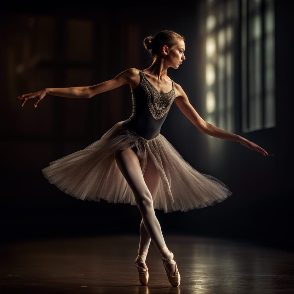 Hyperrealistic Ballerina En Pointe in Cinematic Style