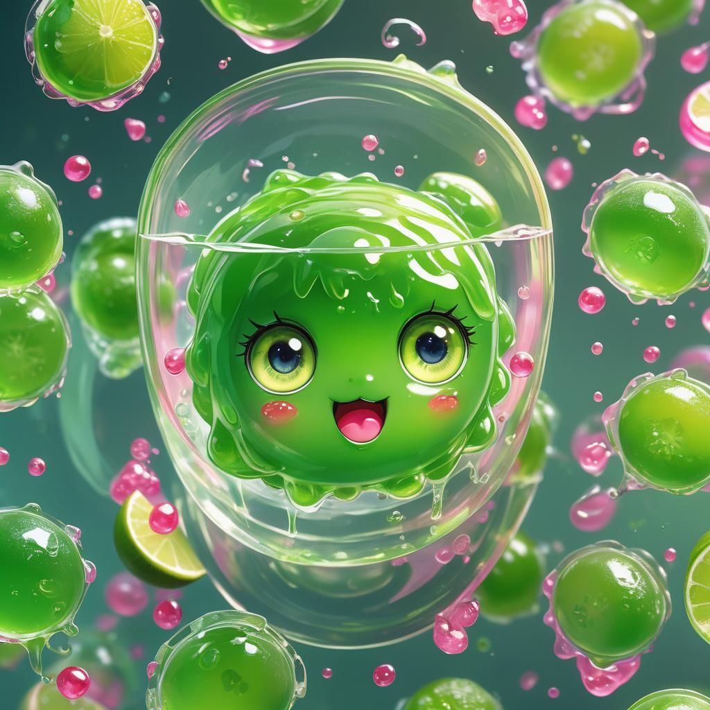 Lime Jelly Character in Anime Style