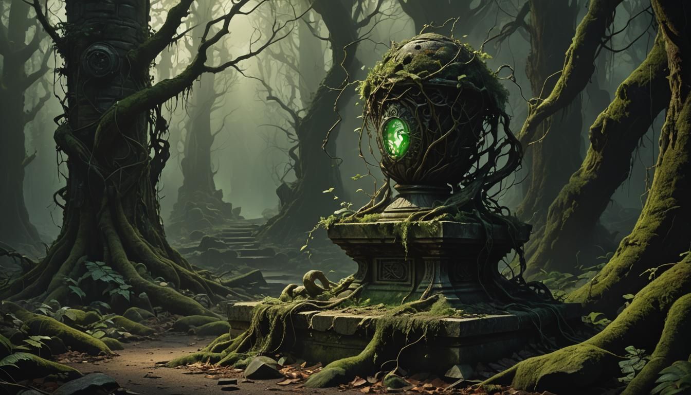 Mysterious Artifact in Dark Fantasy Chamber