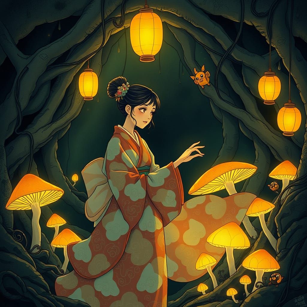 Mysterious Yokai Encounter in a Damp Underground Realm