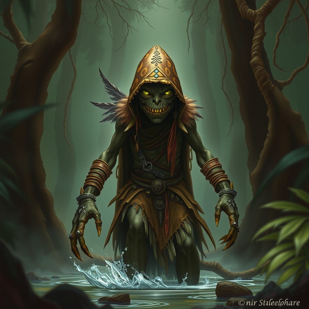 Mysterious Swamp Murloc Assassin in Dark Fantasy Style