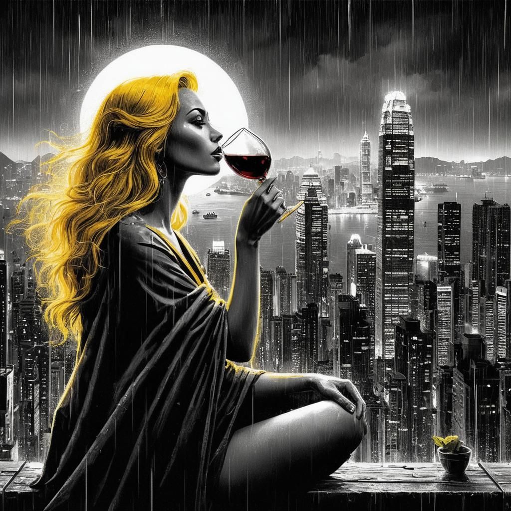 Blonde Woman in Rainy City: Pulp Novel Cover