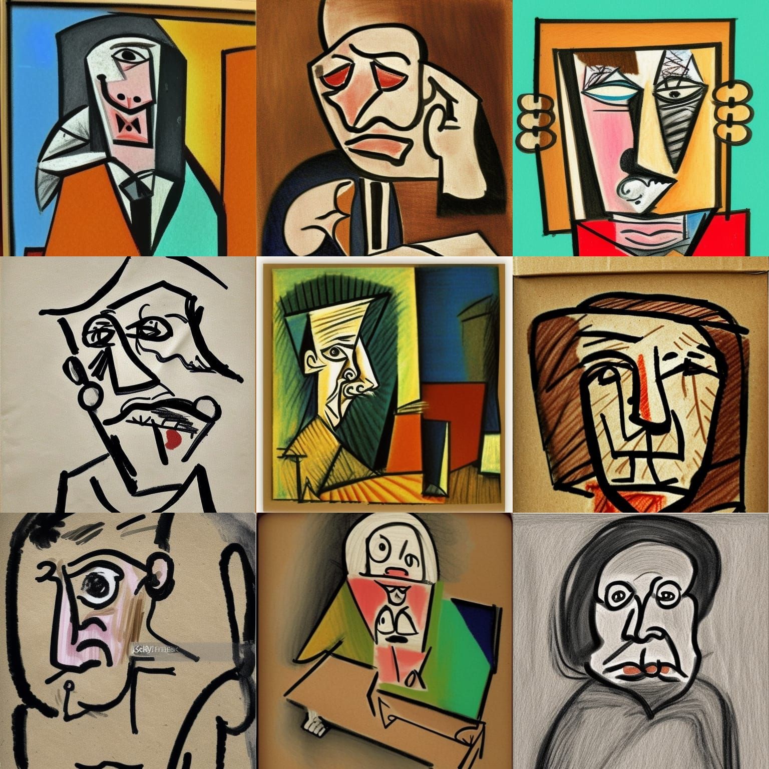 Old Man in Cardboard Box: Retro Renaissance Picasso Style