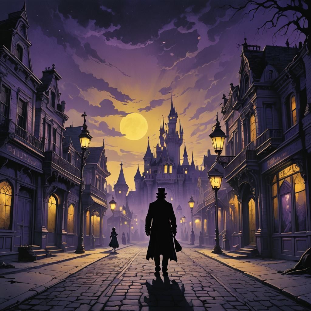 Eerie Disneyland Illustration in Dark Fantasy Style
